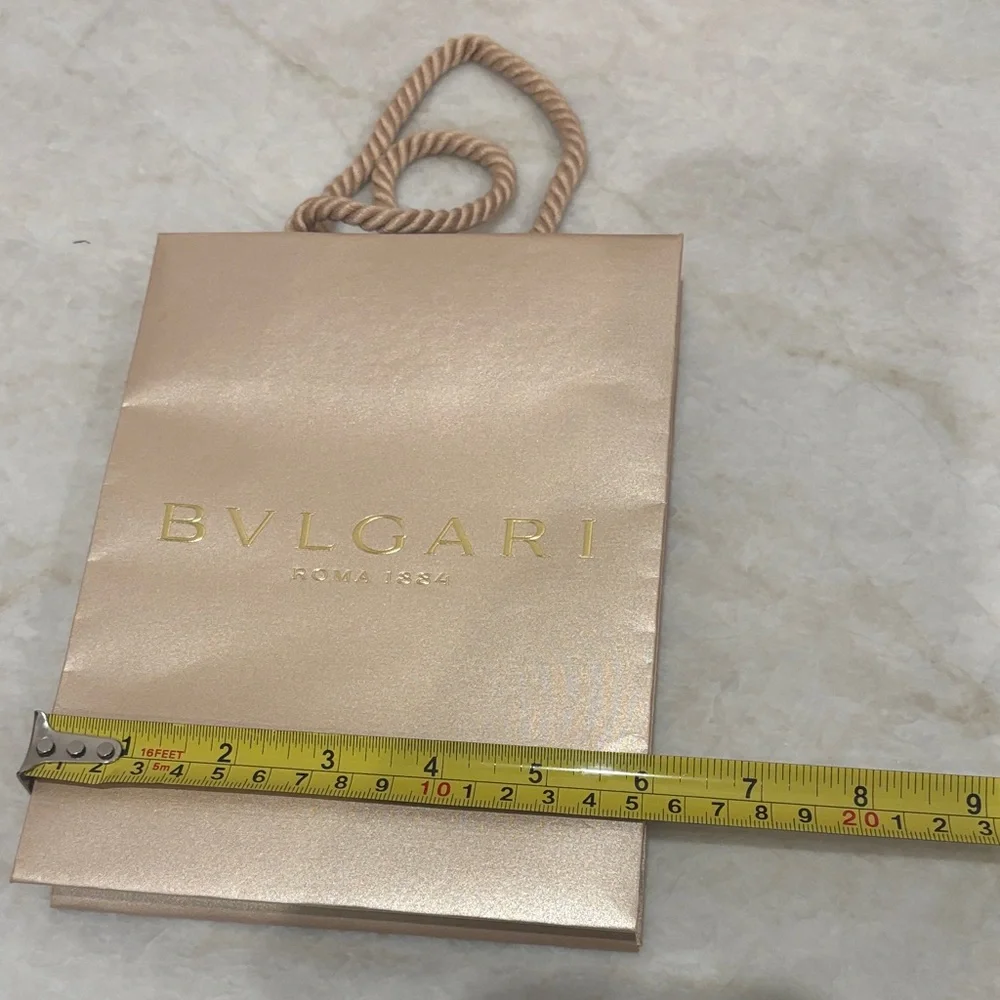 BVLGARI Designer Gold Paper Shopping Bag Set – Small & Large Authentic.
